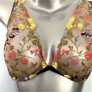 Victoria's Secret Dream Angels Underline PlungeMulticolor Floral Embroidered Bra